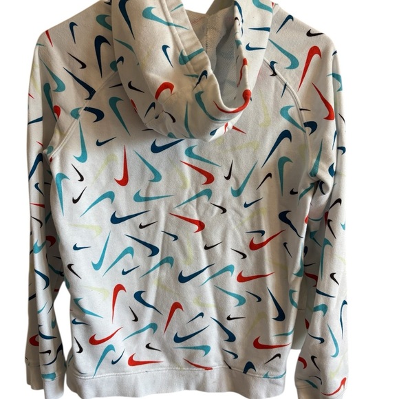 Nike Big Kids Hoodie Terry Pullover Swoosh Print White/Multi Unisex Size XL - Picture 5 of 7